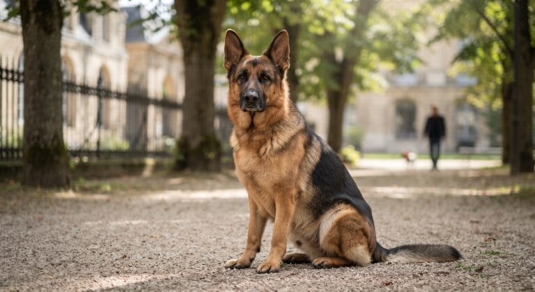 Un magnifique Berger Allemand pour illustrer l'article Berger Allemand Catégorie assis