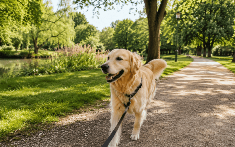 Illustration pour petsitter Lille : promenade d'un chien au parc