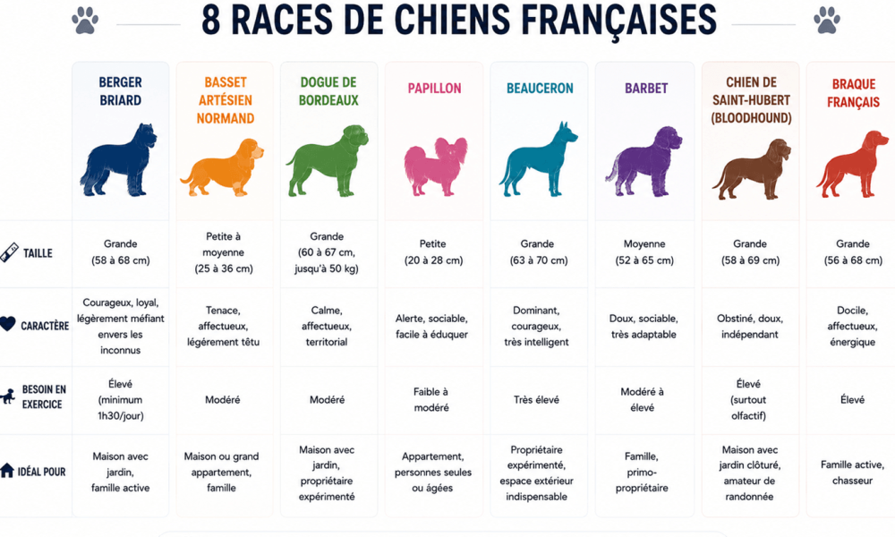 tableau des races de chiens français